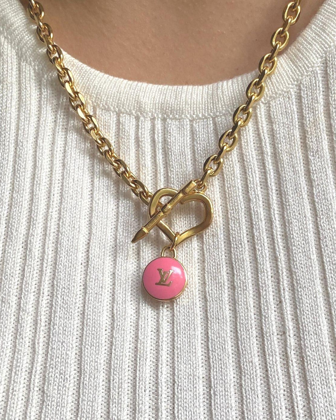 Authentic Louis Vuitton Rose Logo Pendant- Necklace - Boutique SecondLife
