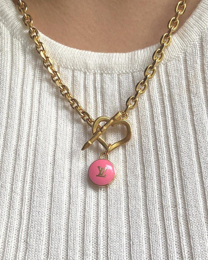 Authentic Louis Vuitton Rose Logo Pendant- Necklace - Boutique SecondLife