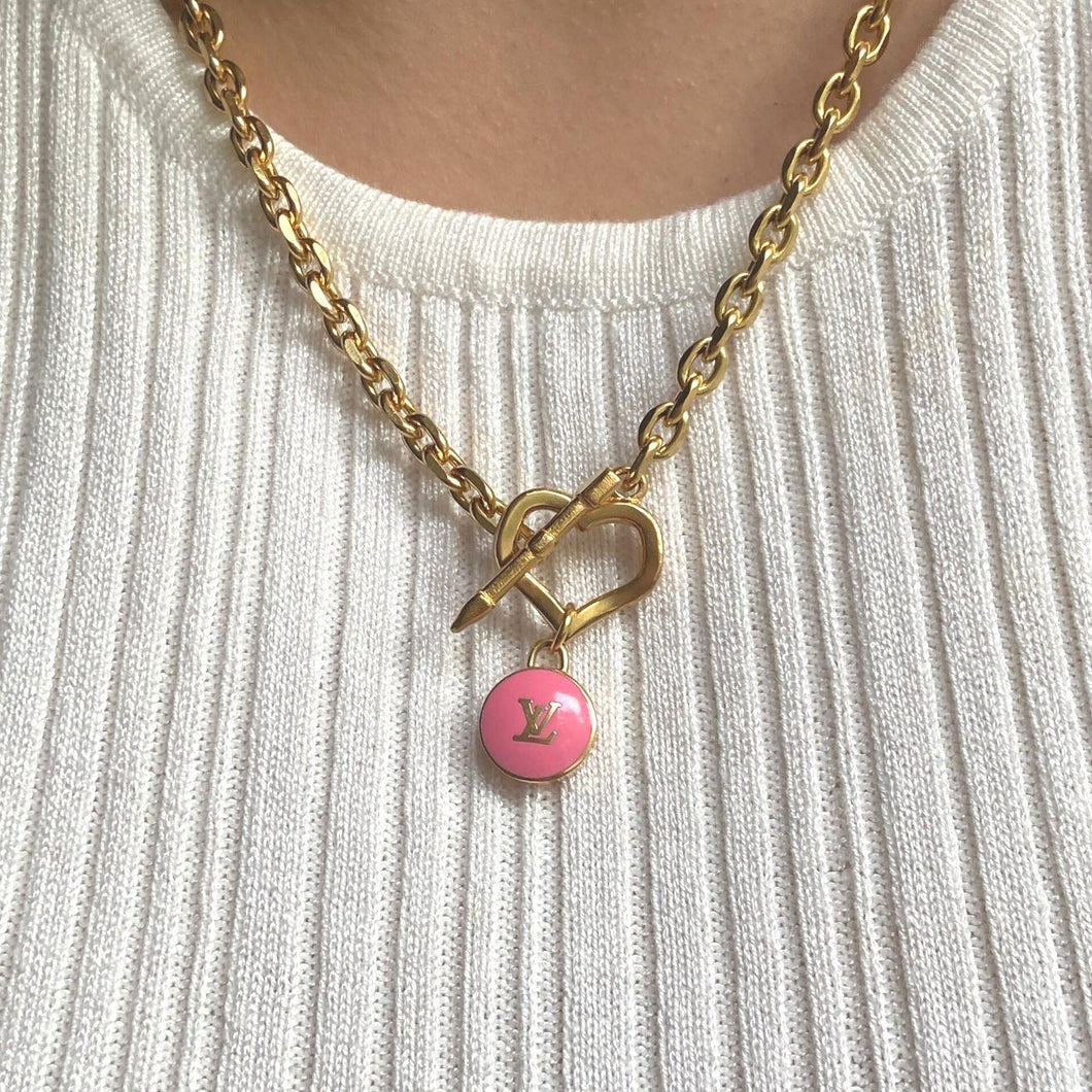 Authentic Louis Vuitton Rose Logo Pendant- Necklace - Boutique SecondLife