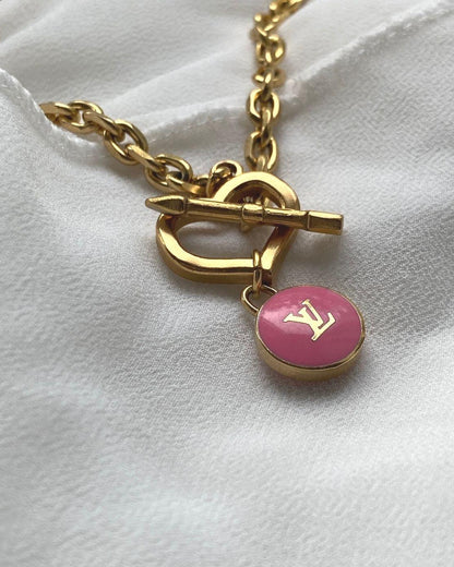 Authentic Louis Vuitton Rose Logo Pendant- Necklace - Boutique SecondLife