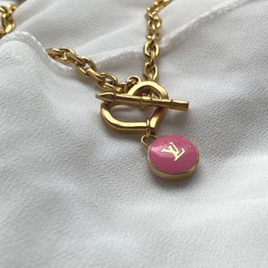 Authentic Louis Vuitton Rose Logo Pendant- Necklace - Boutique SecondLife