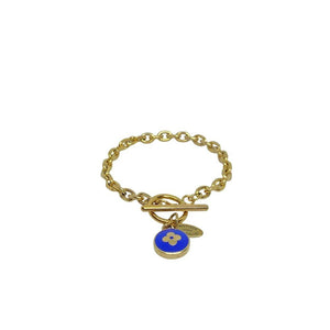 Authentic Louis Vuitton Blue Pendant  - Repurposed Bracelet - Boutique SecondLife