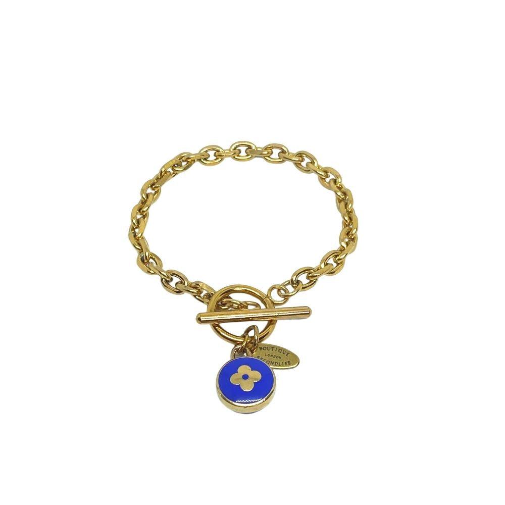 Authentic Louis Vuitton Blue Pendant  - Repurposed Bracelet - Boutique SecondLife