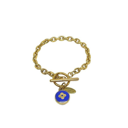 Authentic Louis Vuitton Blue Pendant  - Repurposed Bracelet - Boutique SecondLife