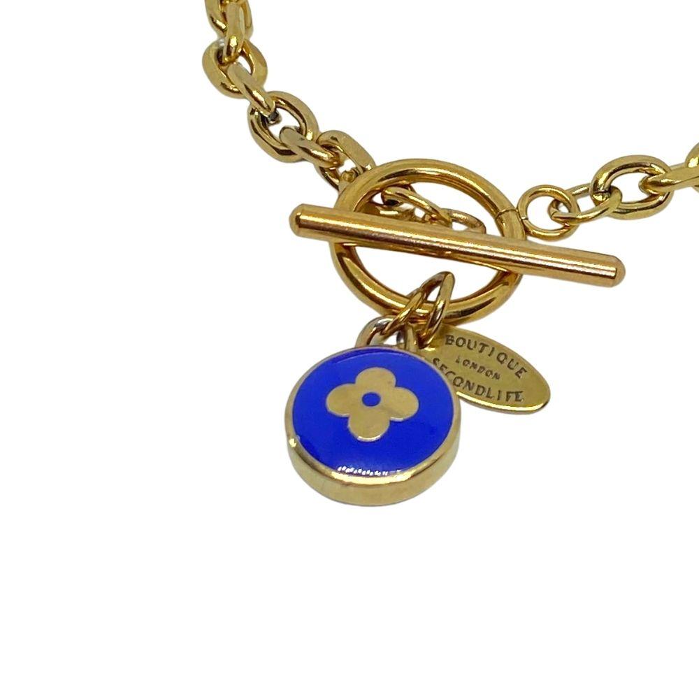 Authentic Louis Vuitton Blue Pendant  - Repurposed Bracelet - Boutique SecondLife