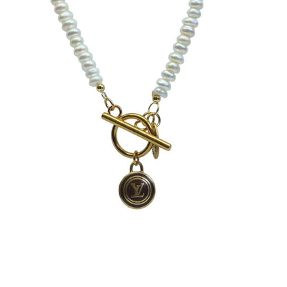 Authentic Louis Vuitton Logo Pastilles Pearls Necklace - Boutique SecondLife