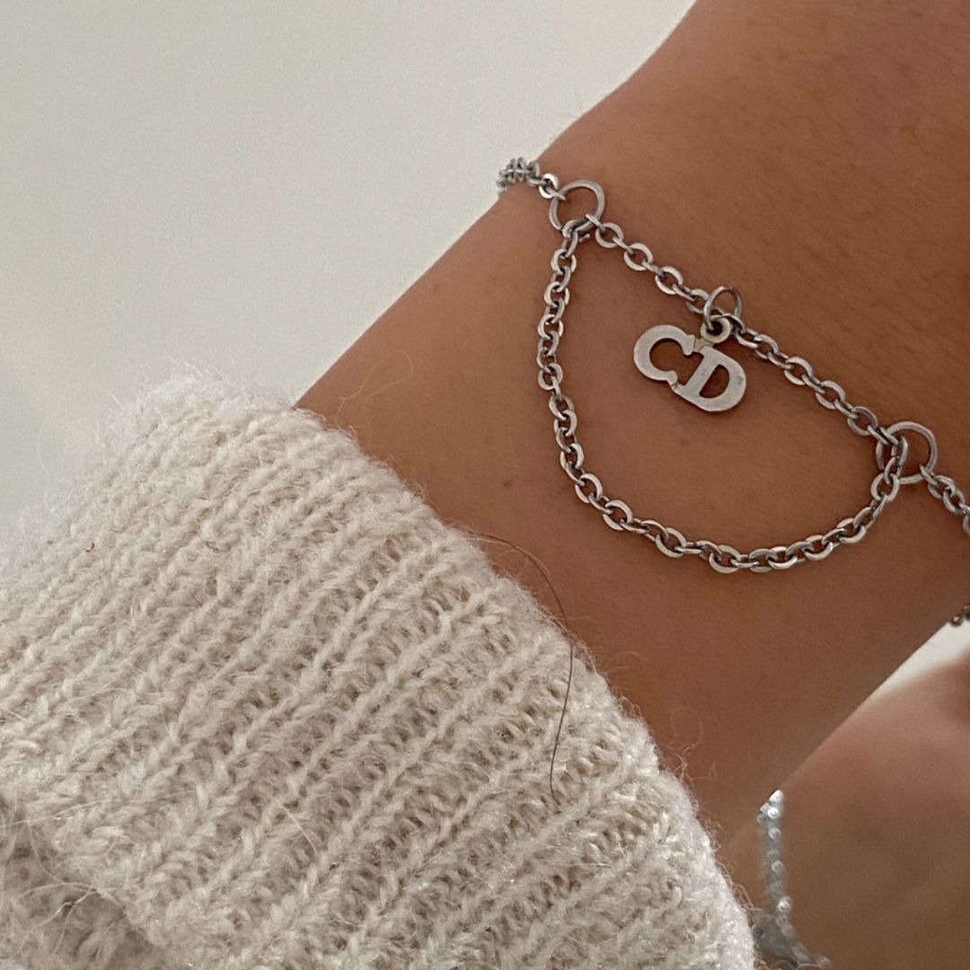 Authentic CD Dior Pendant  Reworked Bracelet