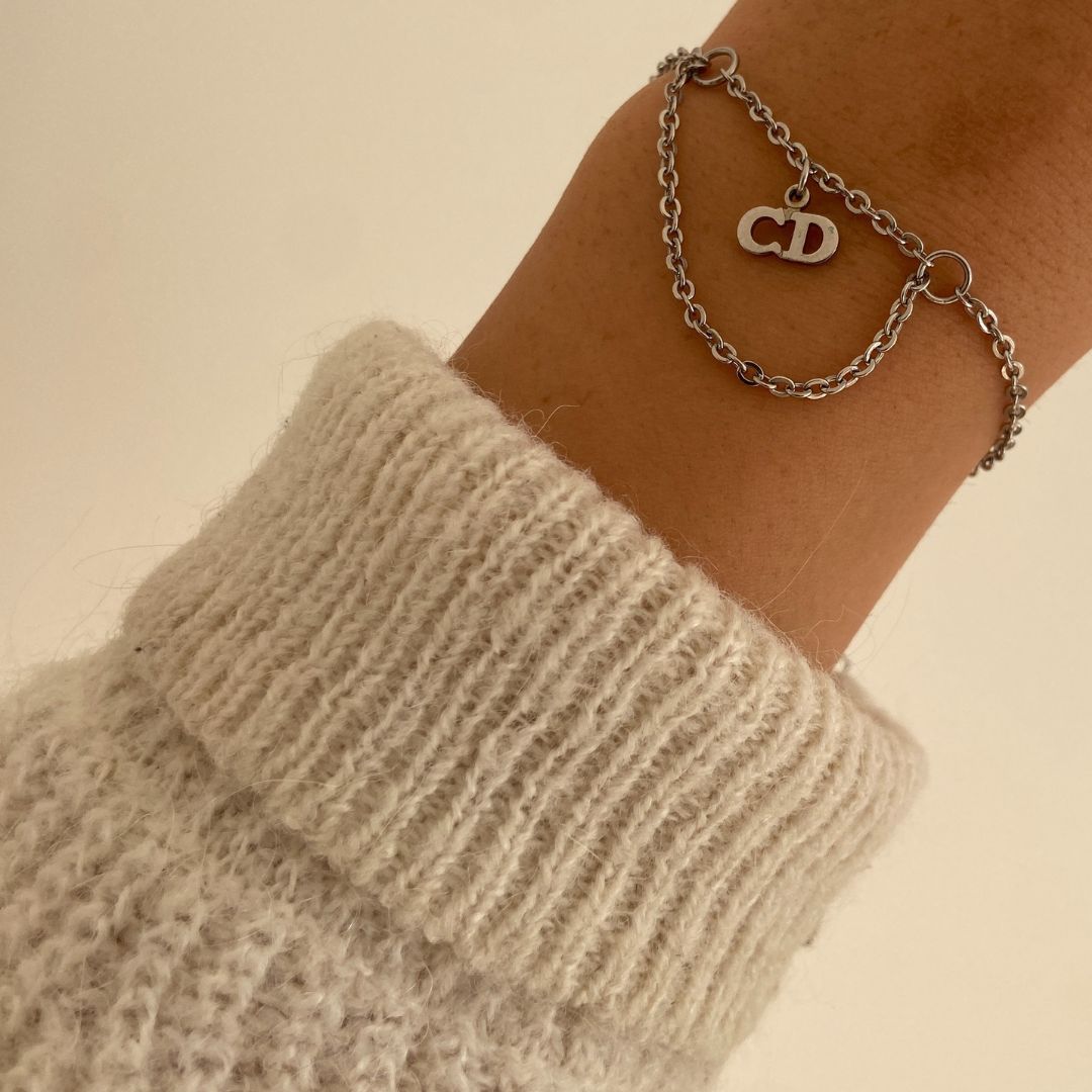 Authentic CD Dior Pendant  Reworked Bracelet