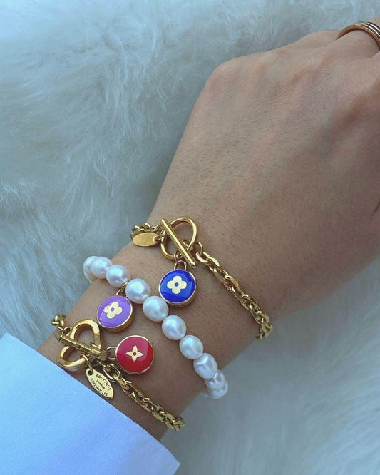 Authentic Louis Vuitton Blue Pendant  - Repurposed Bracelet - Boutique SecondLife
