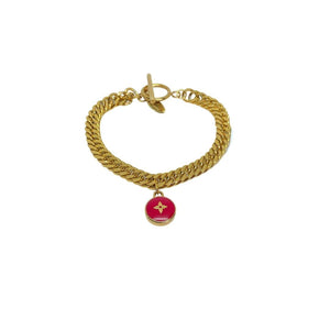 Authentic Louis Vuitton Red Pendant - Repurposed Bracelet - Boutique SecondLife