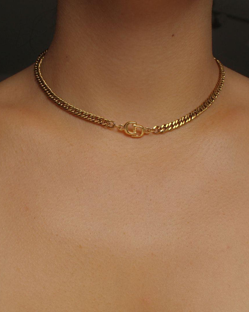 Authentic Dior CD Pendant- Reworked Choker - Boutique SecondLife