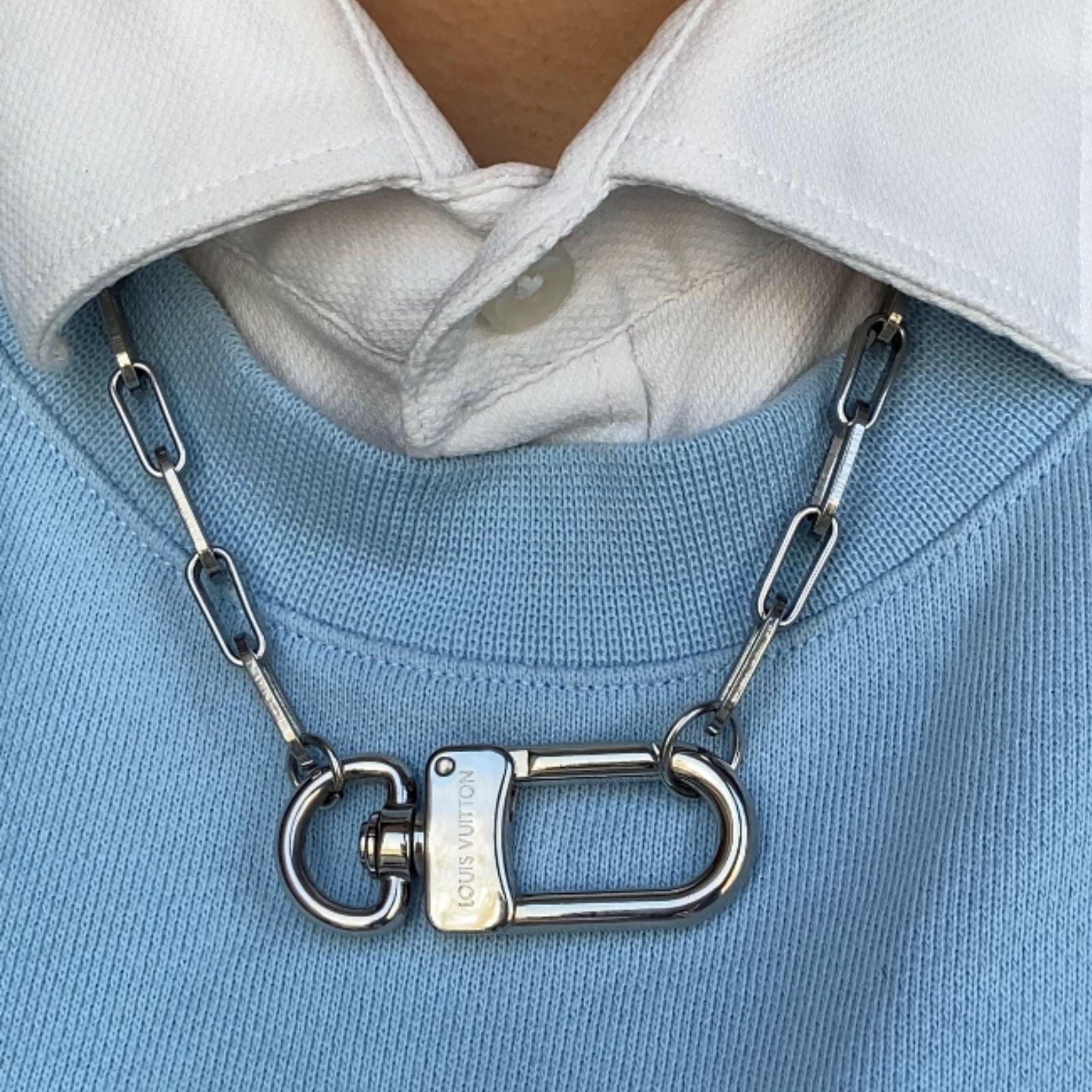 Rework Vintage Silver Louis Vuitton Lock on Necklace with 2