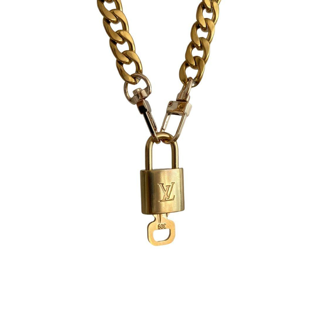 Authentic Louis Vuitton Padlock with Chunky Chain Necklace