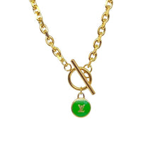 Load image into Gallery viewer, Authentic Louis Vuitton Logo Green Pendant- Necklace Pastilles Pendant - Boutique SecondLife