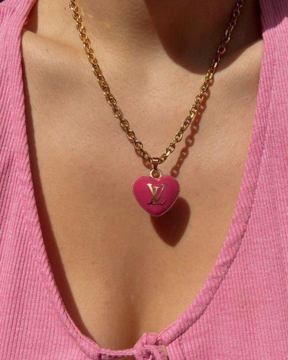 Authentic Louis Vuitton Pendant Big Coeur -Reworked Necklace - Boutique SecondLife