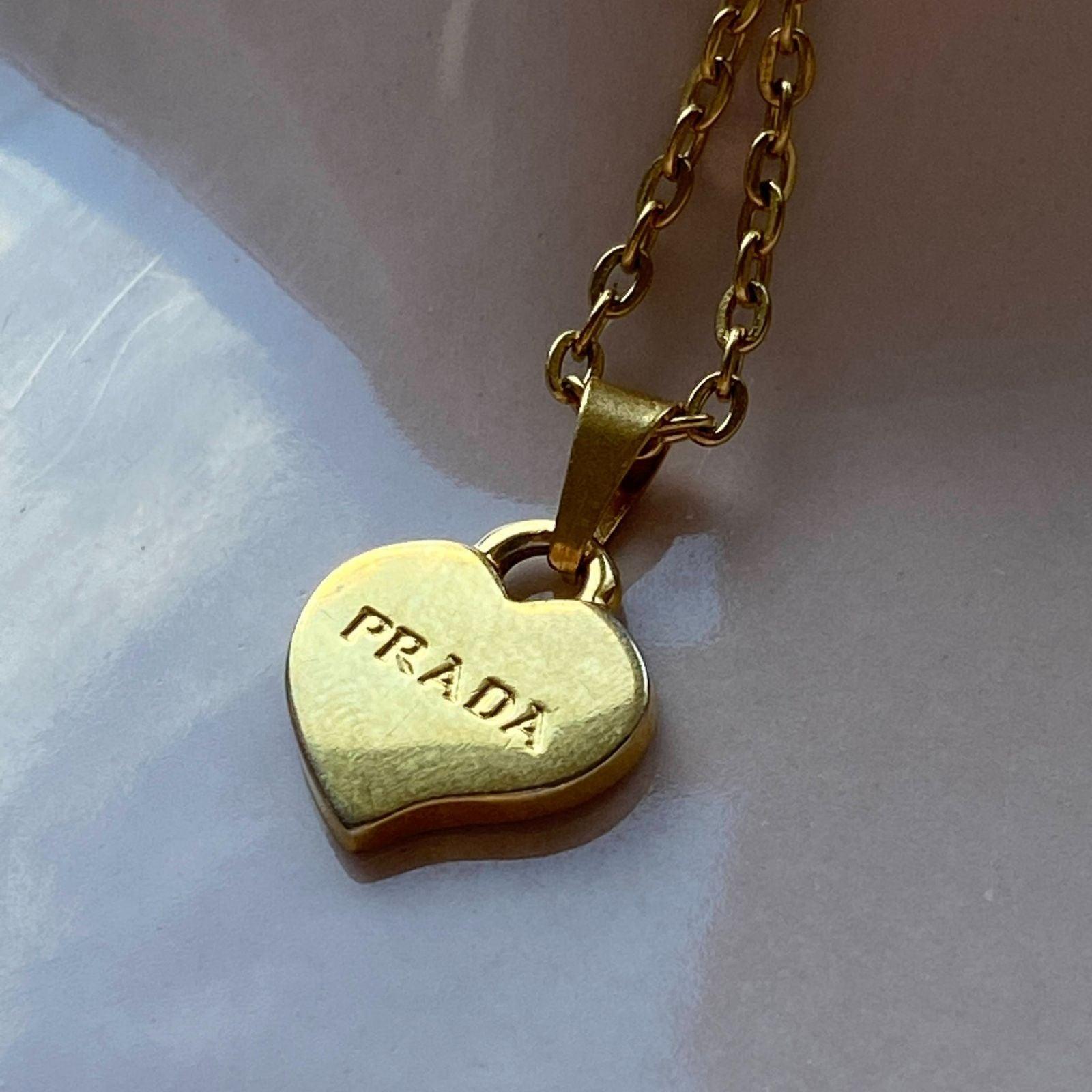 Prada red heart tag necklace Clearance