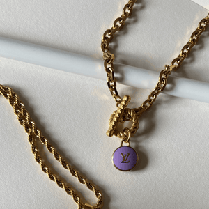 Authentic Louis Vuitton Logo Purple Pendant- Necklace – Boutique