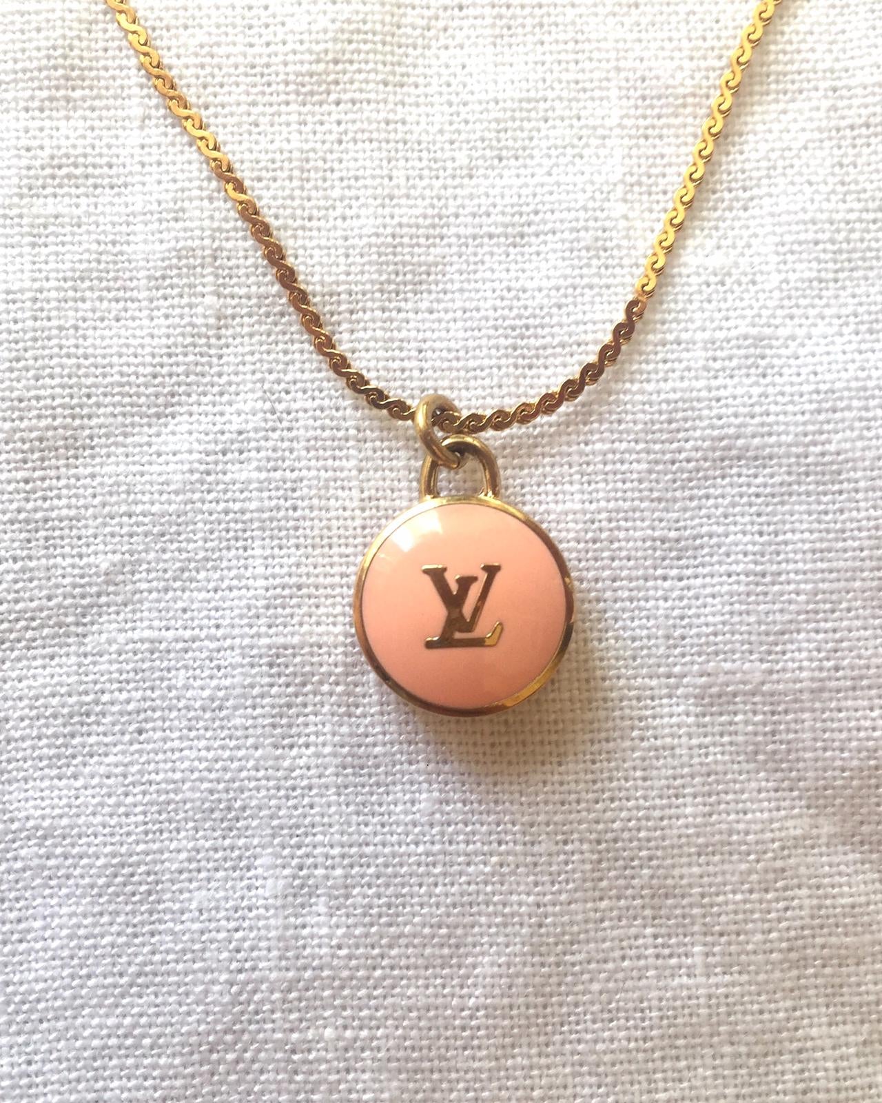 Authentic Louis Vuitton Logo Peach Pendant- Necklace - Boutique SecondLife