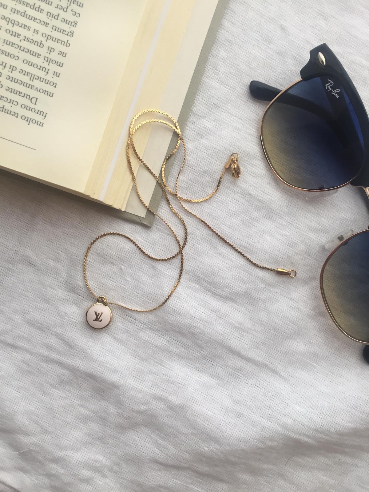 Authentic Louis Vuitton Logo White Pendant- Necklace - Boutique SecondLife