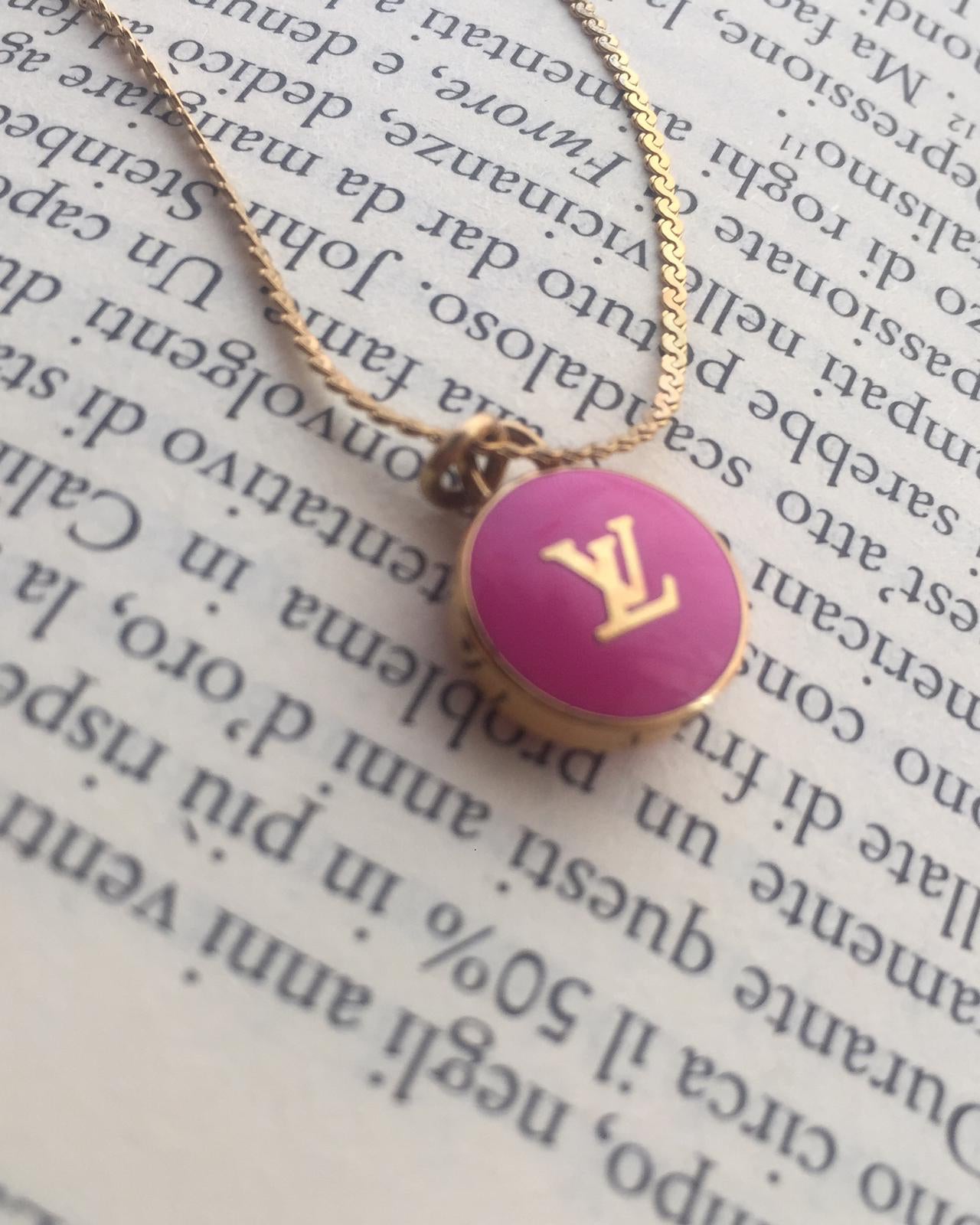 Authentic Louis Vuitton Logo Fucsia Pendant- Necklace - Boutique SecondLife