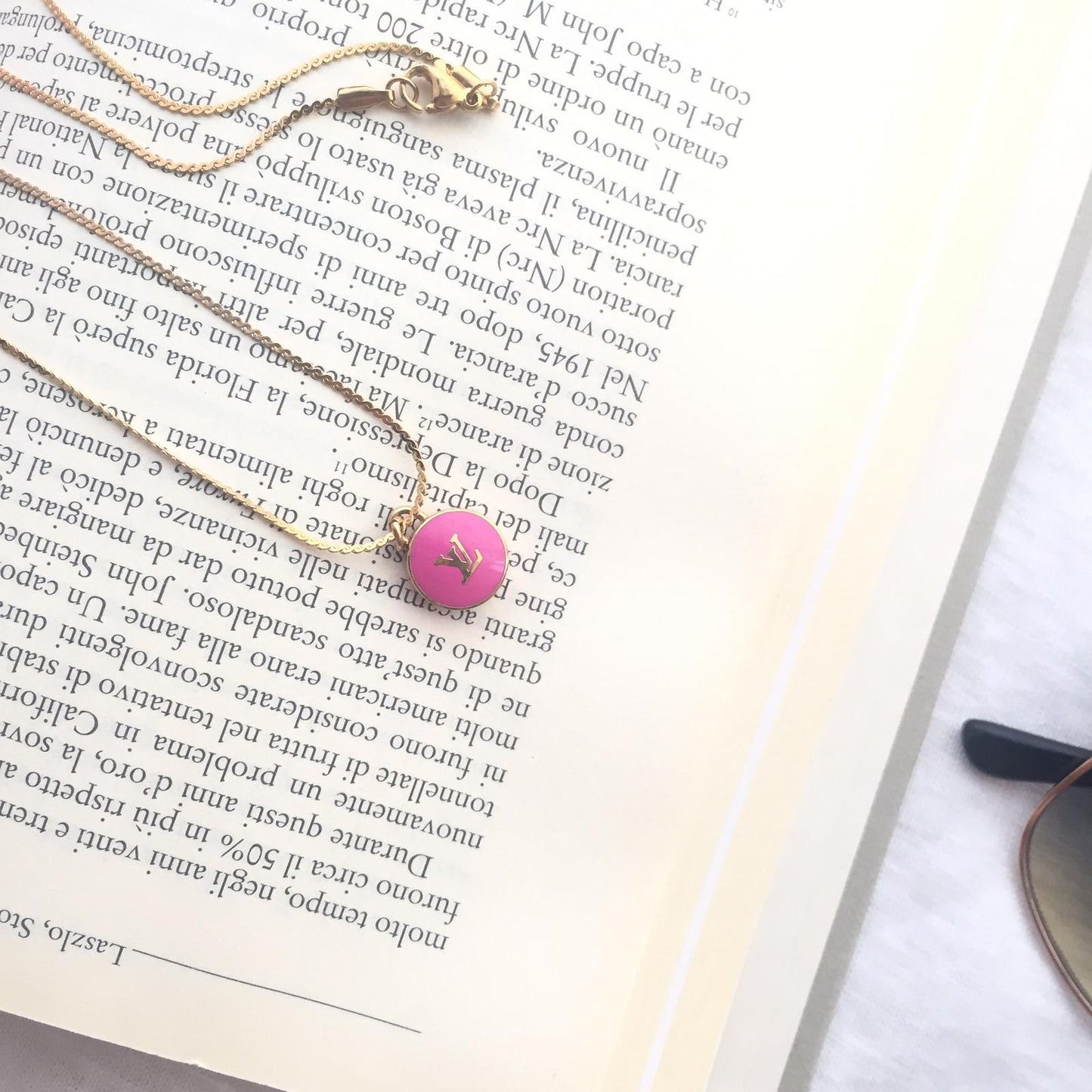 Authentic Louis Vuitton Logo Fucsia Pendant- Necklace - Boutique SecondLife