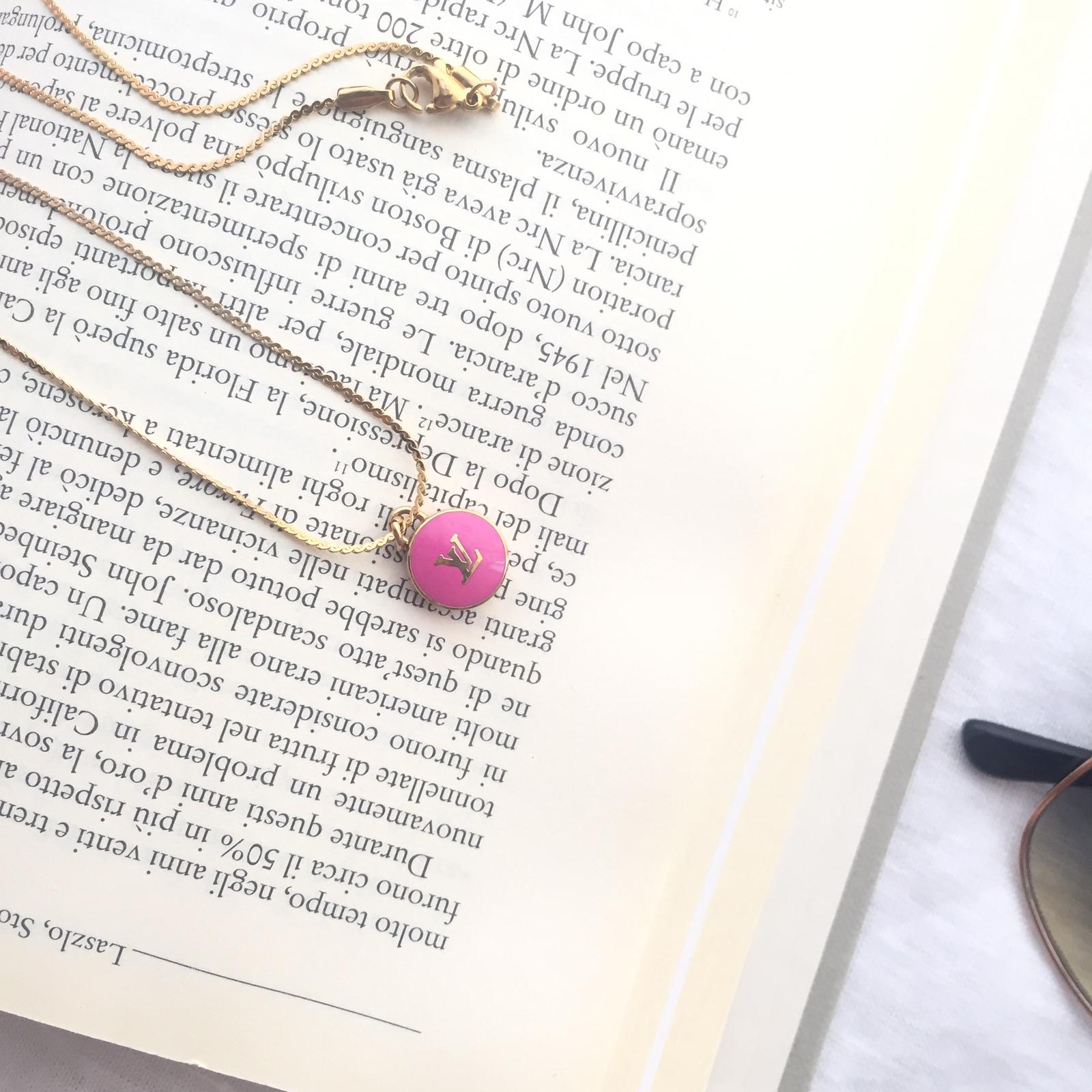 Authentic Louis Vuitton Logo Fucsia Pendant- Necklace - Boutique SecondLife