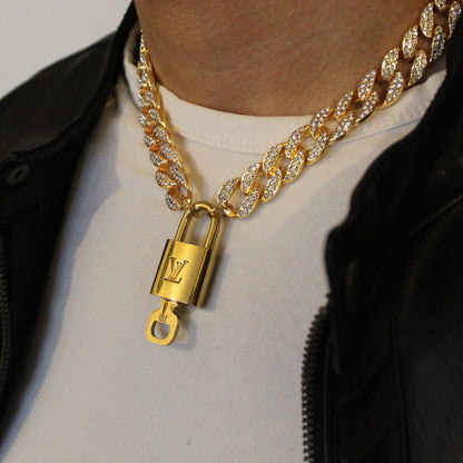 Louis Vuitton Padlock with Rhinestone Necklace For Him - Boutique SecondLife