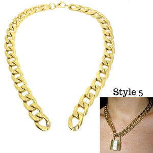 Louis Vuitton Padlock with Geometric Link Chain Necklace For Him 