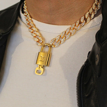 Louis Vuitton Padlock with Rhinestone Necklace For Him - Boutique SecondLife