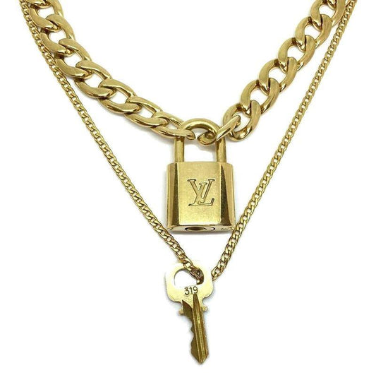Louis Vuitton Padlock Necklace with Double Chain - Boutique SecondLife