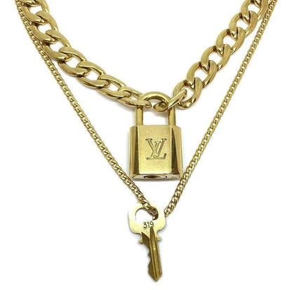 Louis Vuitton Padlock Necklace with Double Chain For Him - Boutique SecondLife