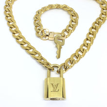 Load image into Gallery viewer, Louis Vuitton Set Lock Cuban Chain Necklace with Key Bracelet - Boutique SecondLife