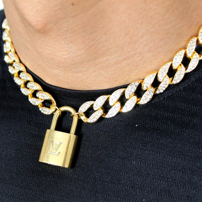 Louis Vuitton Padlock with Rhinestone Necklace For Him - Boutique SecondLife