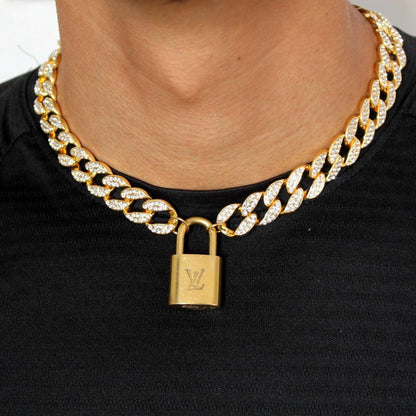 Louis Vuitton Padlock with Rhinestone Necklace For Him - Boutique SecondLife