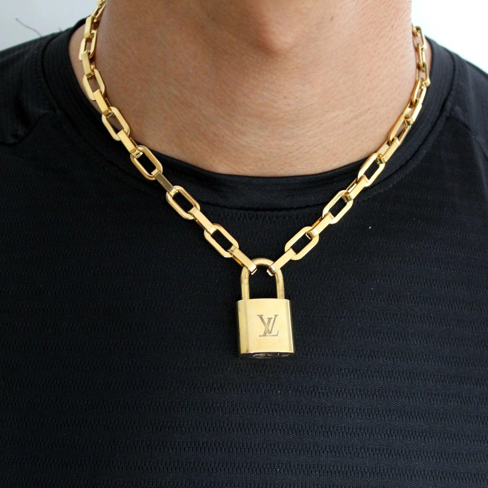 Louis Vuitton Padlock with Geometric Link Chain Necklace For Him - Boutique SecondLife