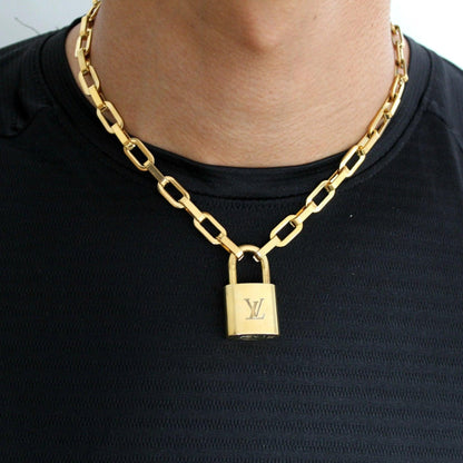 Louis Vuitton Padlock with Geometric Link Chain Necklace For Him - Boutique SecondLife