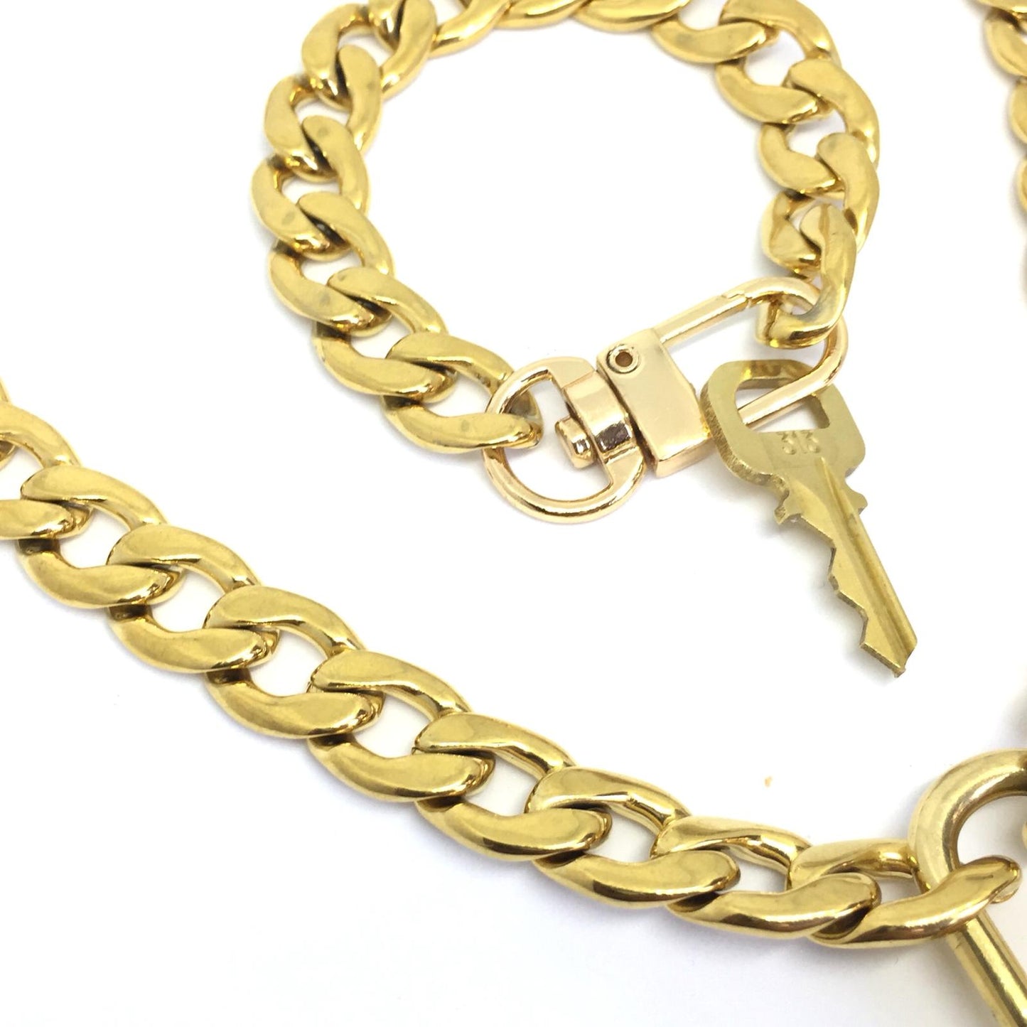 Louis Vuitton Set Lock Cuban Chain Necklace with Key Bracelet - Boutique SecondLife