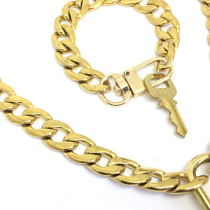 Louis Vuitton Set Lock Cuban Chain Necklace with Key Bracelet - Boutique SecondLife