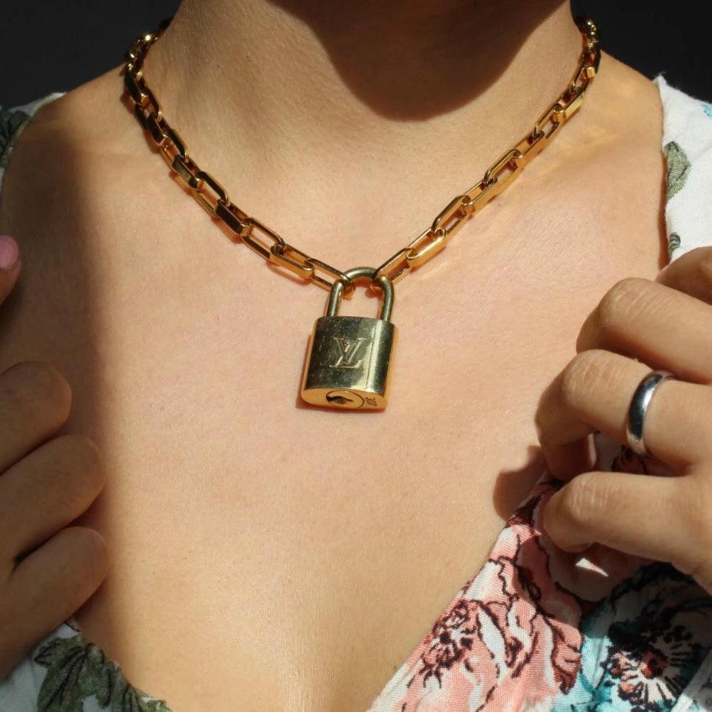 Louis Vuitton Padlock with Geometric Link Chain Necklace - Boutique SecondLife