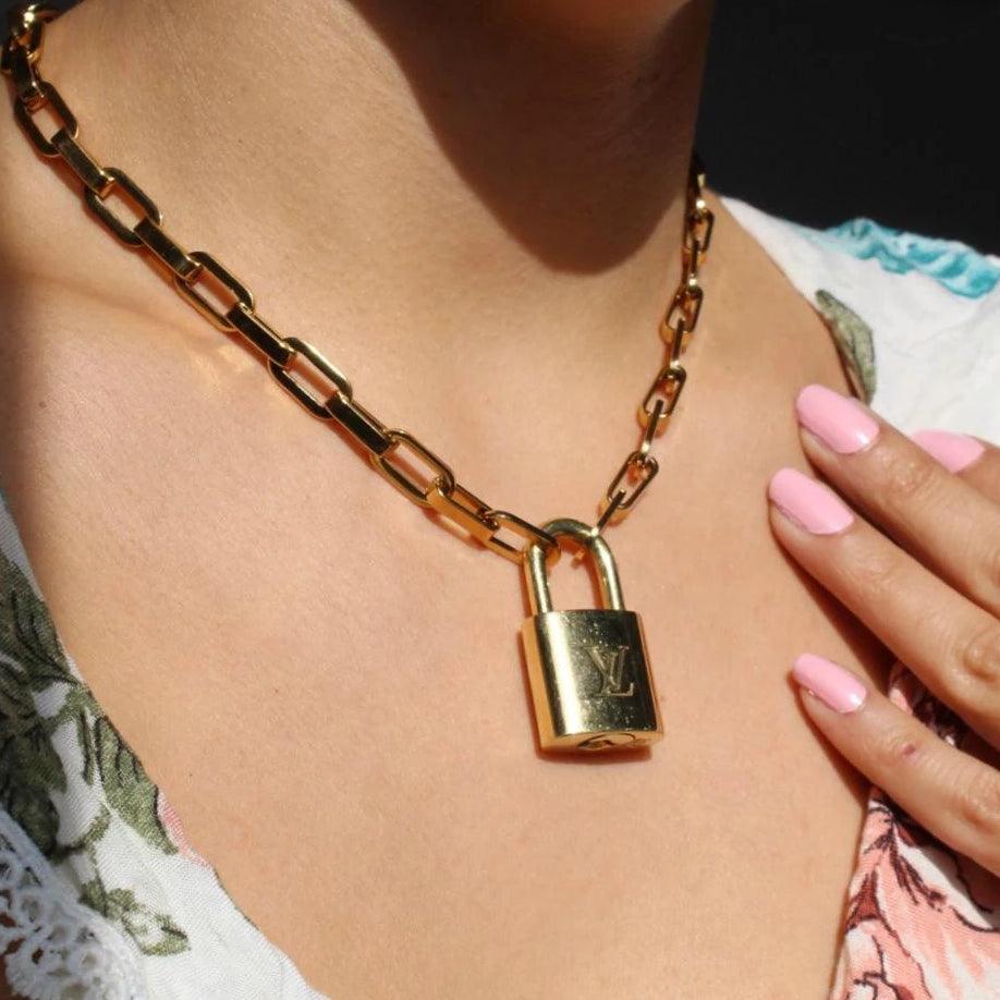 Louis Vuitton Padlock with Geometric Link Chain Necklace - Boutique SecondLife