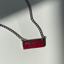 Load image into Gallery viewer, Authentic Silver Prada Square plaque tag - Repurposed Necklace