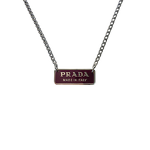 Load image into Gallery viewer, Authentic Silver Prada Square plaque tag - Repurposed Necklace