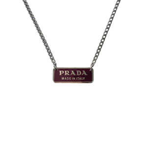 Authentic Silver Prada Square plaque tag - Repurposed Necklace