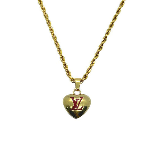 Authentic Louis Vuitton Logo Heart Charm- Reworked Necklace