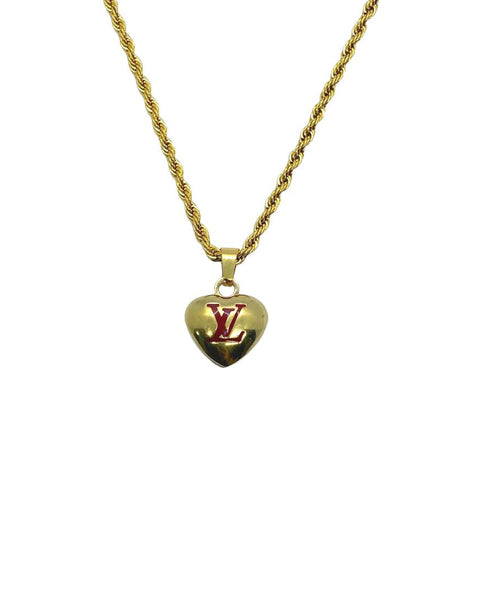 Authentic Louis Vuitton Logo Heart Charm- Reworked Necklace