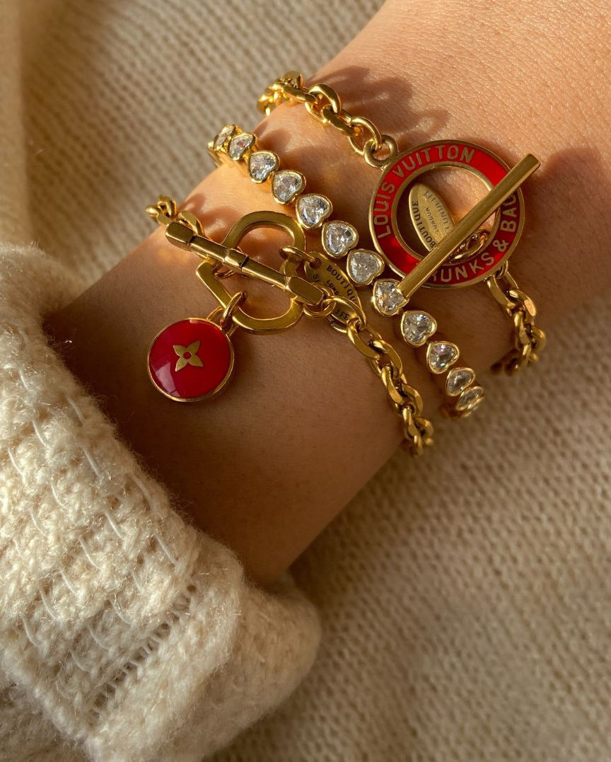 Authentic Louis Vuitton Red Pendant  - Repurposed Bracelet